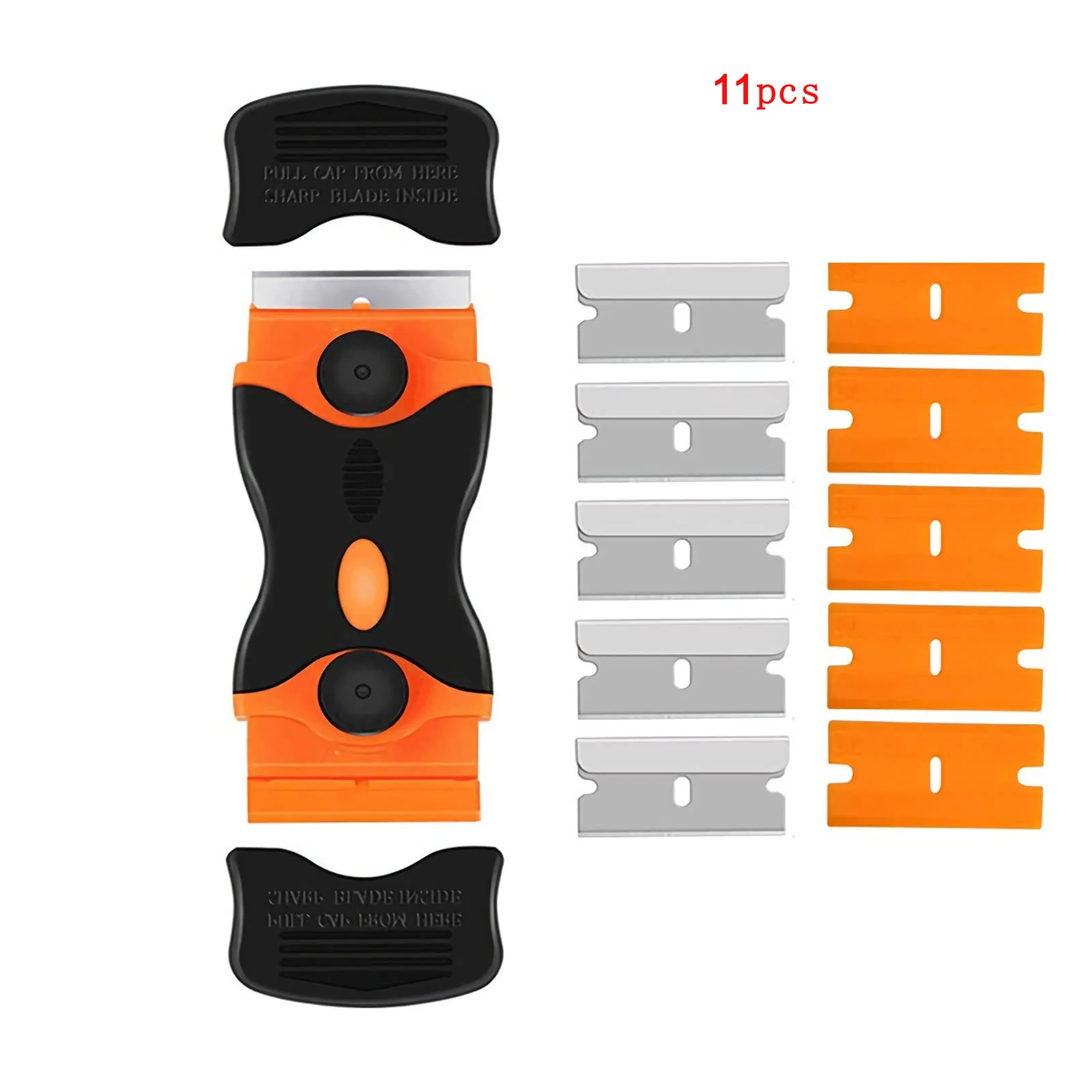 Picture 6: 11/21 Pcs Razor Blade Scraper with Plastic /Metal Edge Removal Tool with Blade Label Sticker for Removing Adhesive Car Glass