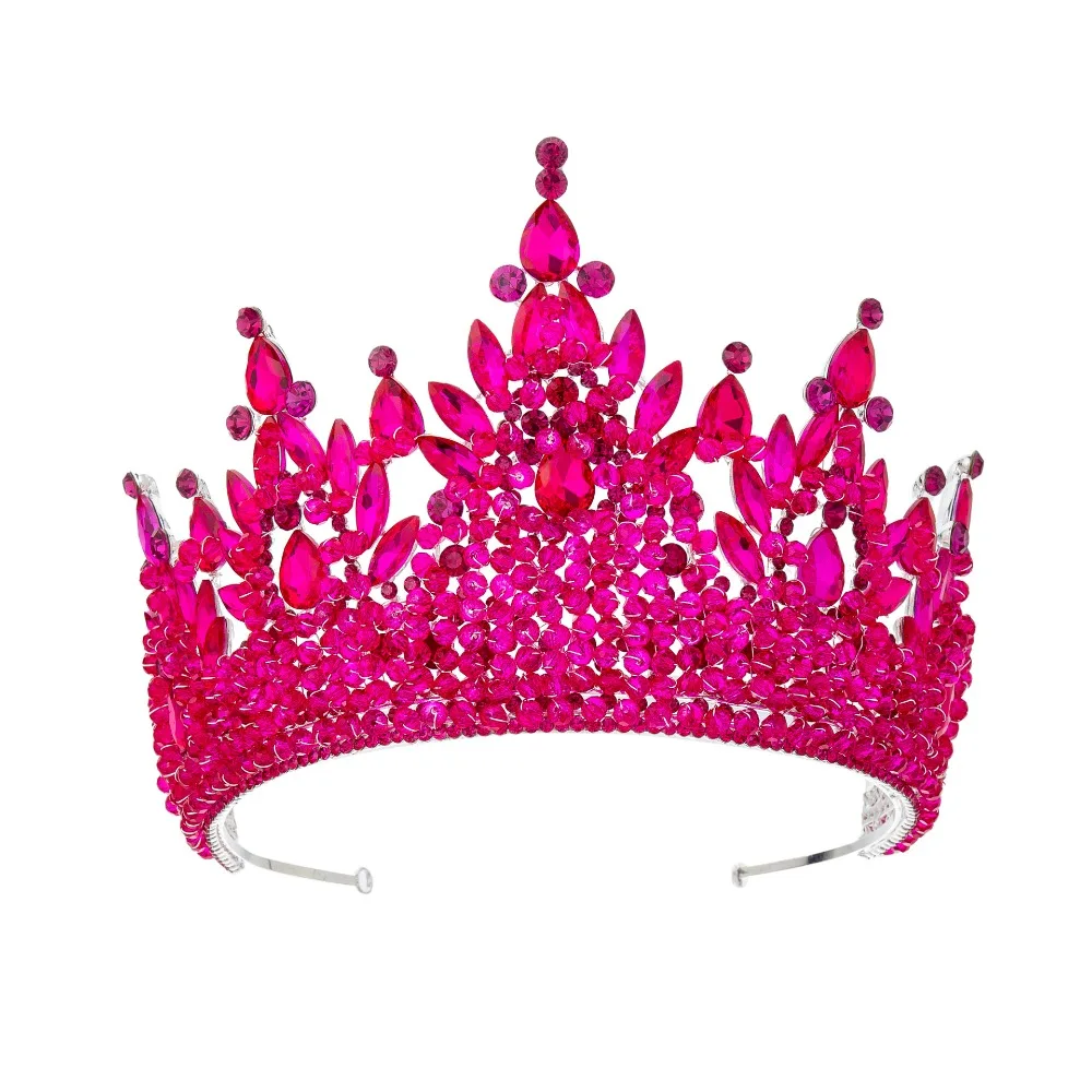 

Luxury Oversized Baroque Crown Cake Decorations Hair Jewelry Rhinestone Bridal Crowns Sparkling Electroplated