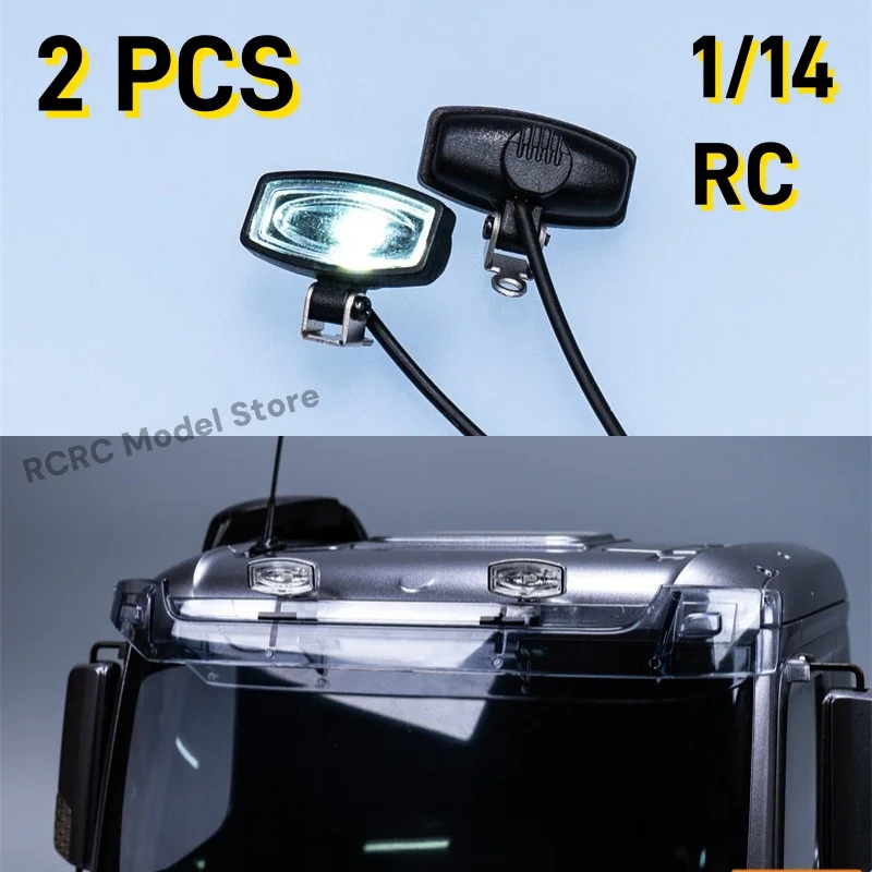 Foco de techo para camión RC 1/14, luz LED para Tamiya RC 1/14, accesorios para volquete de camión Tractor y piezas 1/12 Crawler TRX4 SCX10