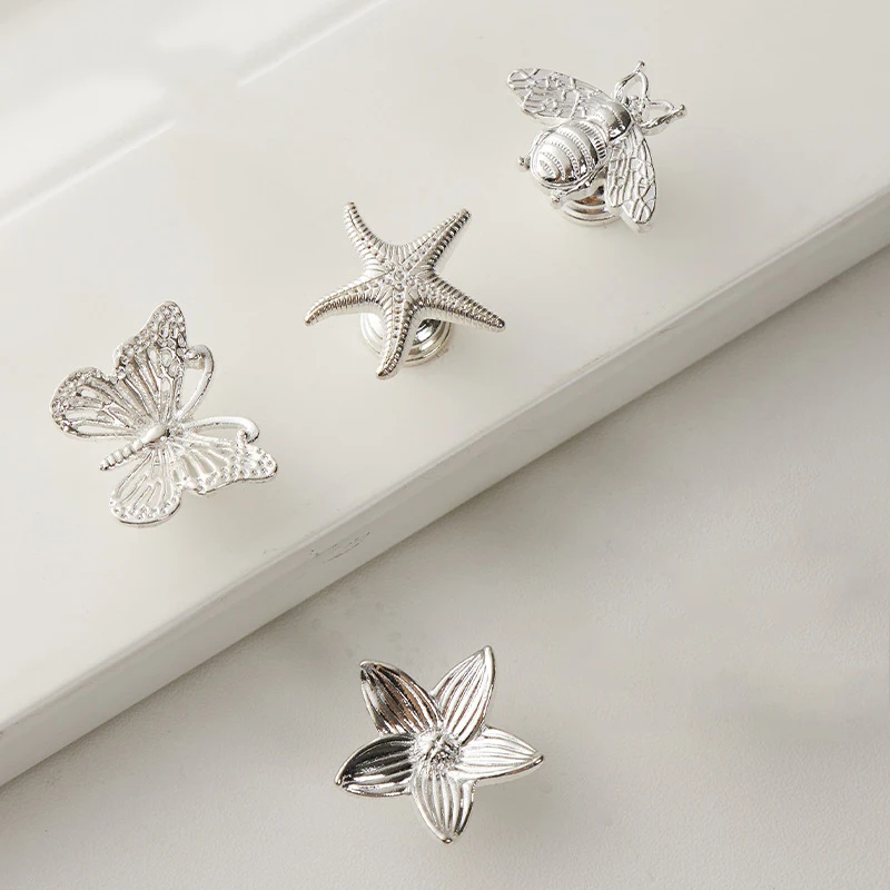 Small Cabinet Knob Creative Butterfly Flower Drawer Pull Furniture Cupboard Door Handles Dresser Wardrobe Jewelry Box Pull