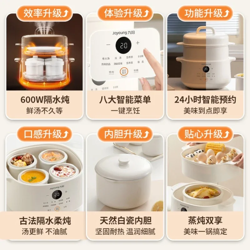 وعاء الحساء الكهربائي، وعاء الحساء، الحساء المائي، حساء السيراميك المنزلي، عش الطيور الكهربائية، آلة طهي عصيدة صغيرة مخصصة