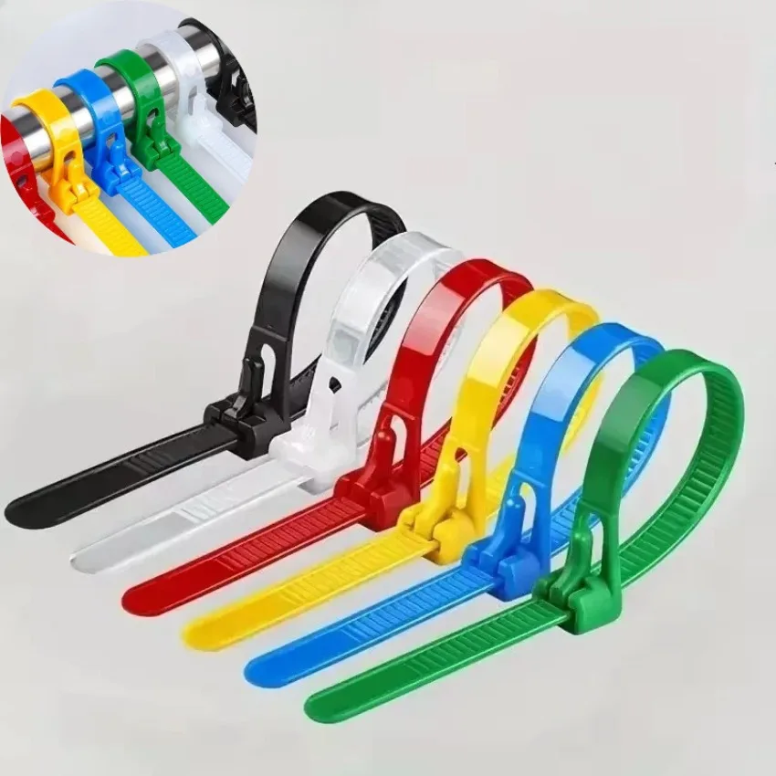 50/100/300Pcs Reusable Cable Ties Cable Lock Loop Nylon Ties Removable Recyclable Mixed Colours Black White Cable Ties