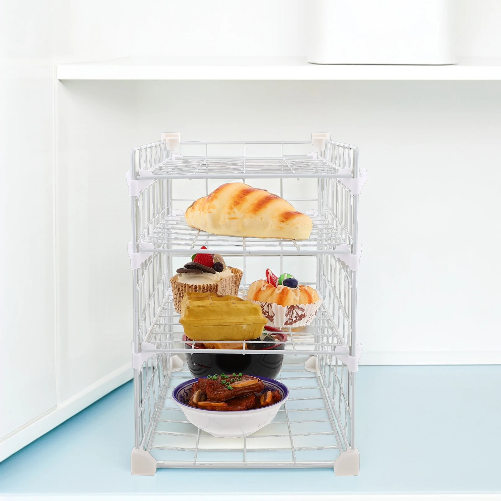 

Refrigerator Storage Rack 4-Layer Metal Wire Shelf For Fridge Freezer Organizer Adjustable Kitchen Cabinet Dishes Bowl