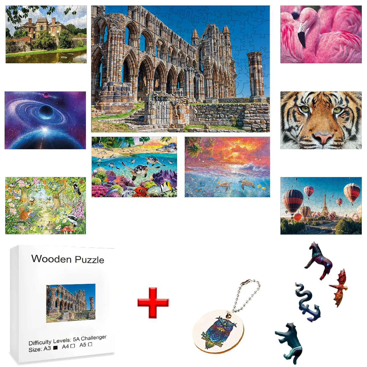 Słonecznik drewniane Puzzle 3D DIY dziecko Montessori zwierzęta układanka Puzzle dla dorosłych zwierząt dla dzieci zabawki kostka łamigłówka zabawki