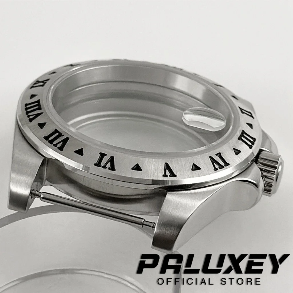 40mm Roman Number Fixed Steel Bezel Watch Case for NH34 NH35 NH36 ETA2824 Movement Sapphire Glass Explorer Watches Accessories