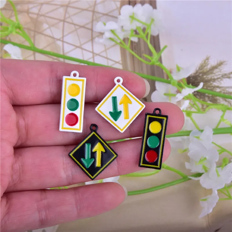 10pcs/pack Traffic Lights Transport  Sign  Metal Charms Earring  Bracelet DIY Jewelry  Making Bulk  Wholesale