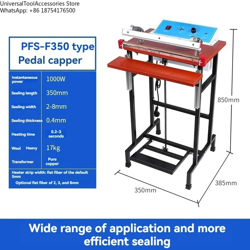 Foot Operated Sealing Machine, Vertical Foot Operated, Plastic Film Bag, Aluminum Foil Bag, Cowhide, Commercial Non-woven Fabric