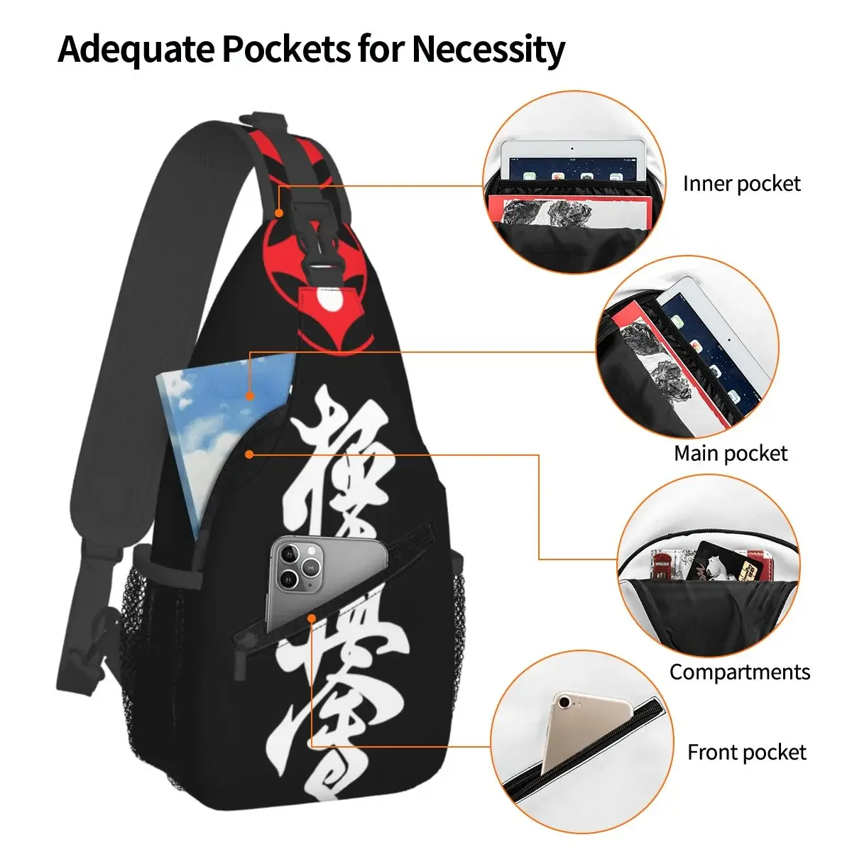 Kyokushin – sac de poitrine de karaté, sac de poitrine croisé de voyage Portable à la mode personnalisable