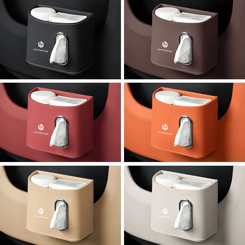 

Leather Car Tissue Box for Leapmotor T03 S01 C10 C11 C01 03 C16 2024 2025 Auto Door Storage Box Backrest Storage Bag Accessories