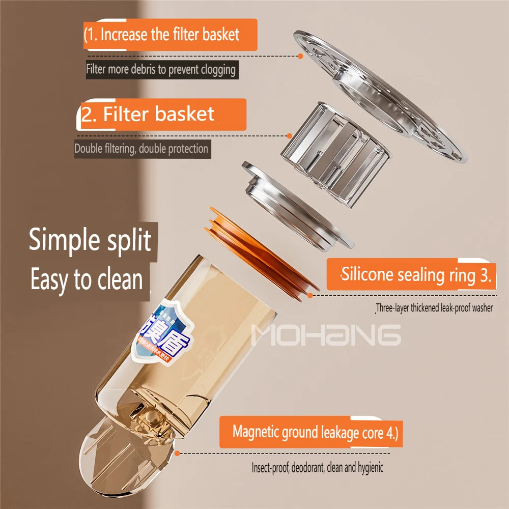 Floor drain deodorizer toilet universal inner core closed cover insect-proof sewer anti-odor artifact,L24362