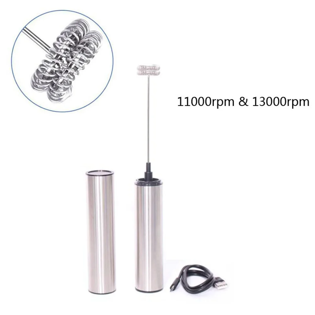 

1 set Stainless Steel Electric Milk Frother Usb Powered Three Layer Spring Heads Low Noise Motor Adjustable Coffee Mixer With