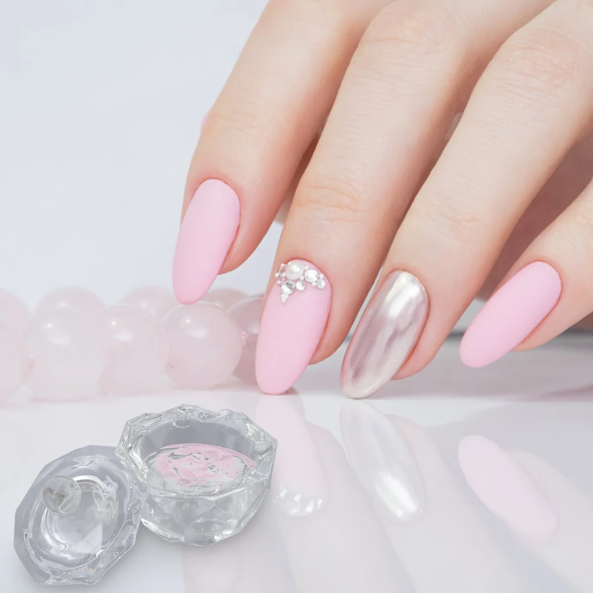2Pcs Acryl Kristall Tasse Nail art Langlebig Einfach Sauber Maniküre Flüssigkeit Pulver Deckel Professionelle Heimgebrauch Kristall Nail art Tasse