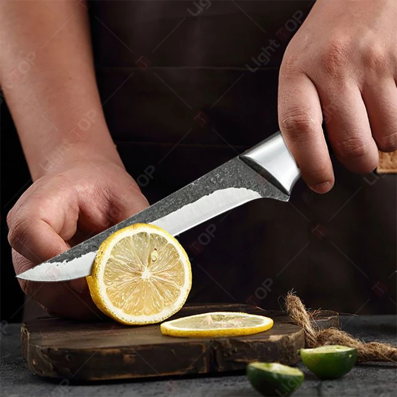 Hand Forged Butcher Cleaver Knife Professional Barbecue Knife Fruit Meat Bone Shaving Knives Boning Cutting Tool Wooden Handle