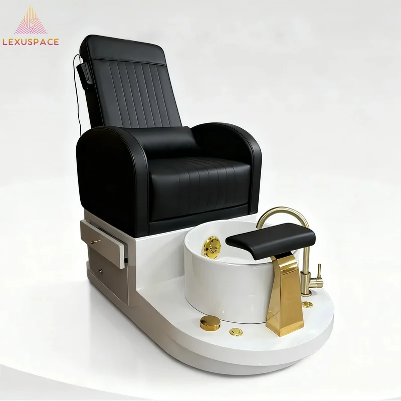 Premium Pedicure Chair for Nail Salons Popular No Plumbing Design Gold Faucet Adjustable Fiberglass Seat Backrest for Spa Dubai