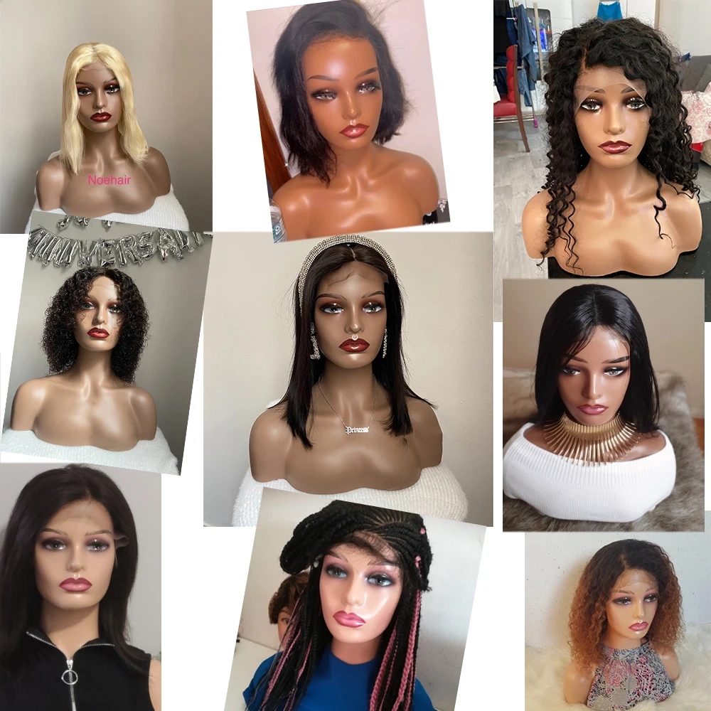 Realistic Female Mannequin Head with Shoulder 360° Electric Display Turntable Plastic Jewelry Display Head with Earring