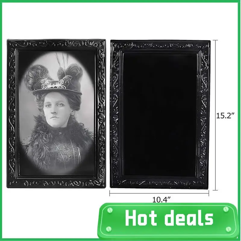 

Halloween Decorations 3D Changing Face Expression Moving Portrait Picture Frames For Horror Party Decoration- 4 Pack