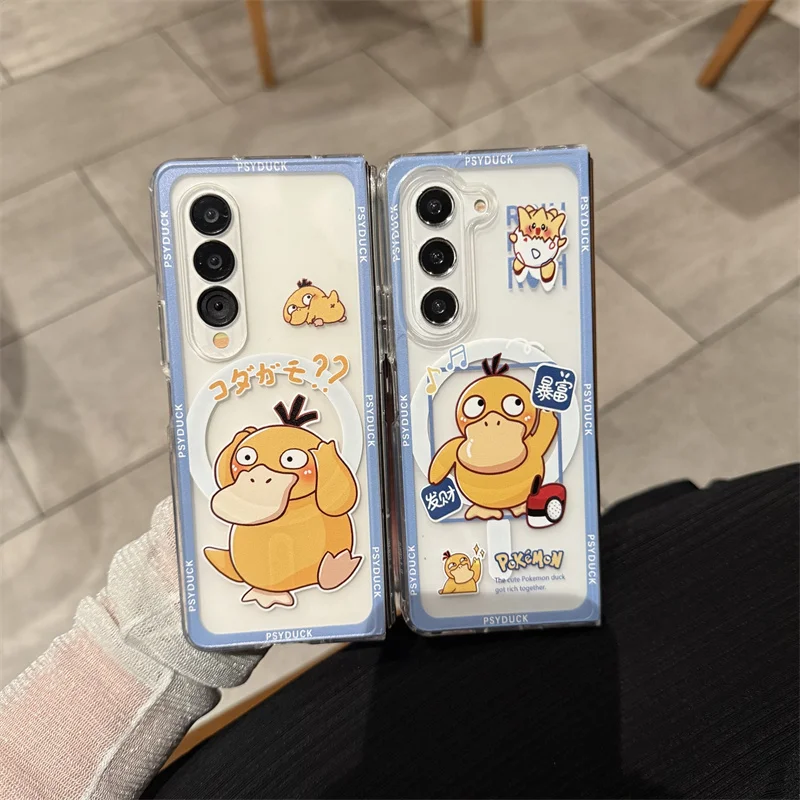 

3D Cute P-Pokemon Togepi Psyduck Folding Magsafe Wireless Charge Case For Samsung ZFold 3 4 5 6 7 ZFold7cartoon Magnetic Holder