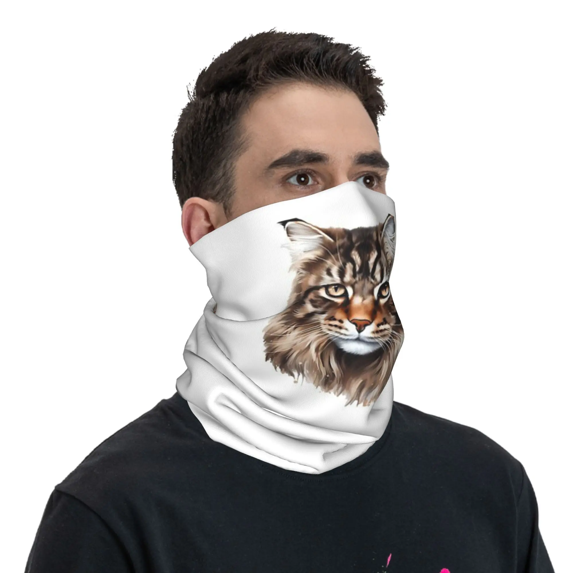 Бандана с котом Мейн-кун, волшебный шарф с принтом, универсальный велосипедный шарф, походная рыбалка для мужчин, женщин, взрослых, моющийся