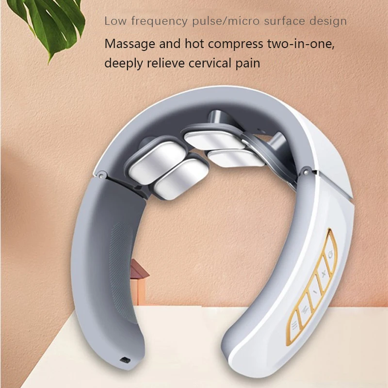 6 Massage Heads Hot Compress Pulse Kneading Shoulder Massage Machine Deep Tissue Pain Relieve Fatigue Intelligent Neck Massager