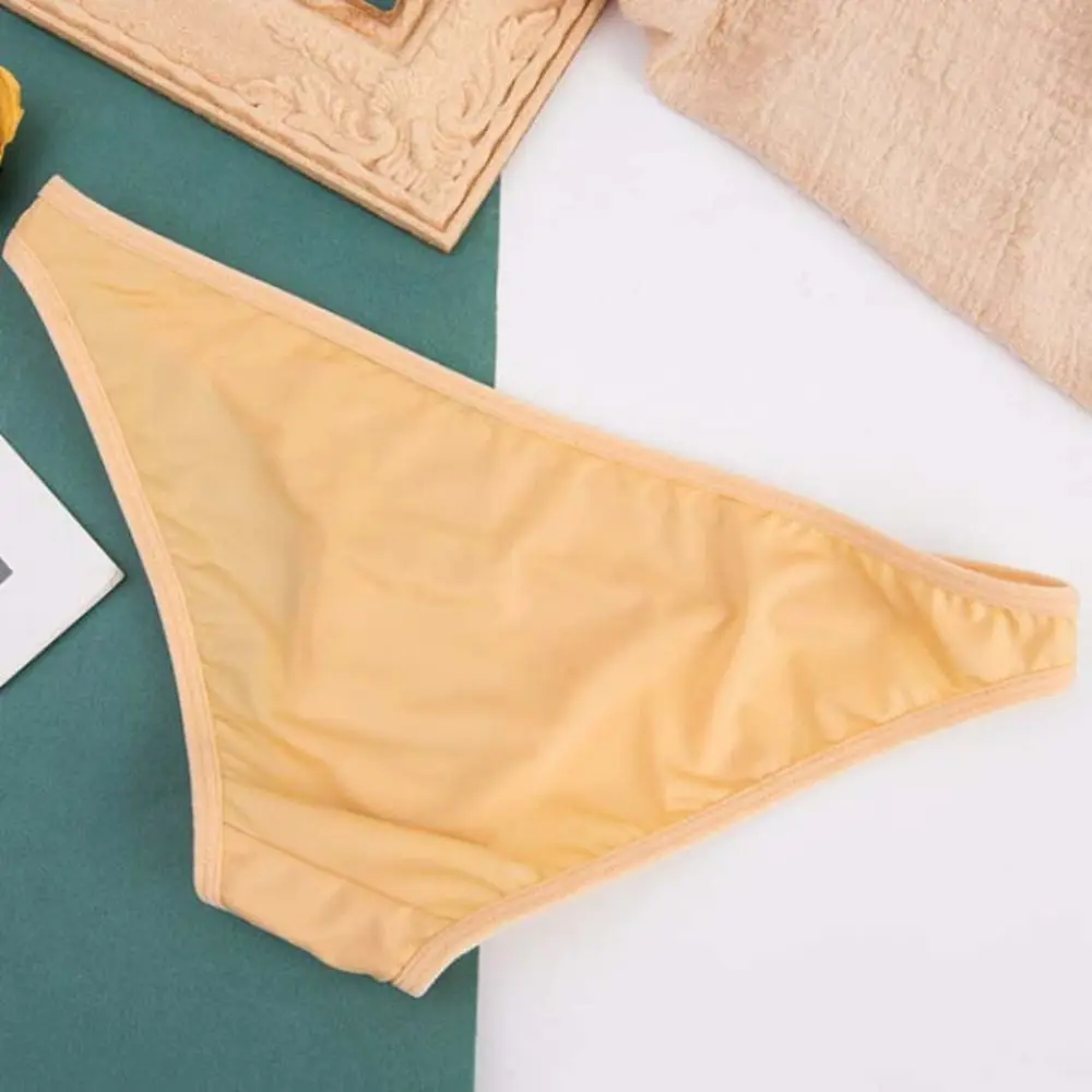 

Soft Triangle Low-waist Panties Cotton Crotch Breathable Briefs for Women Thin Lingeries Milk Silk Underwear Girl