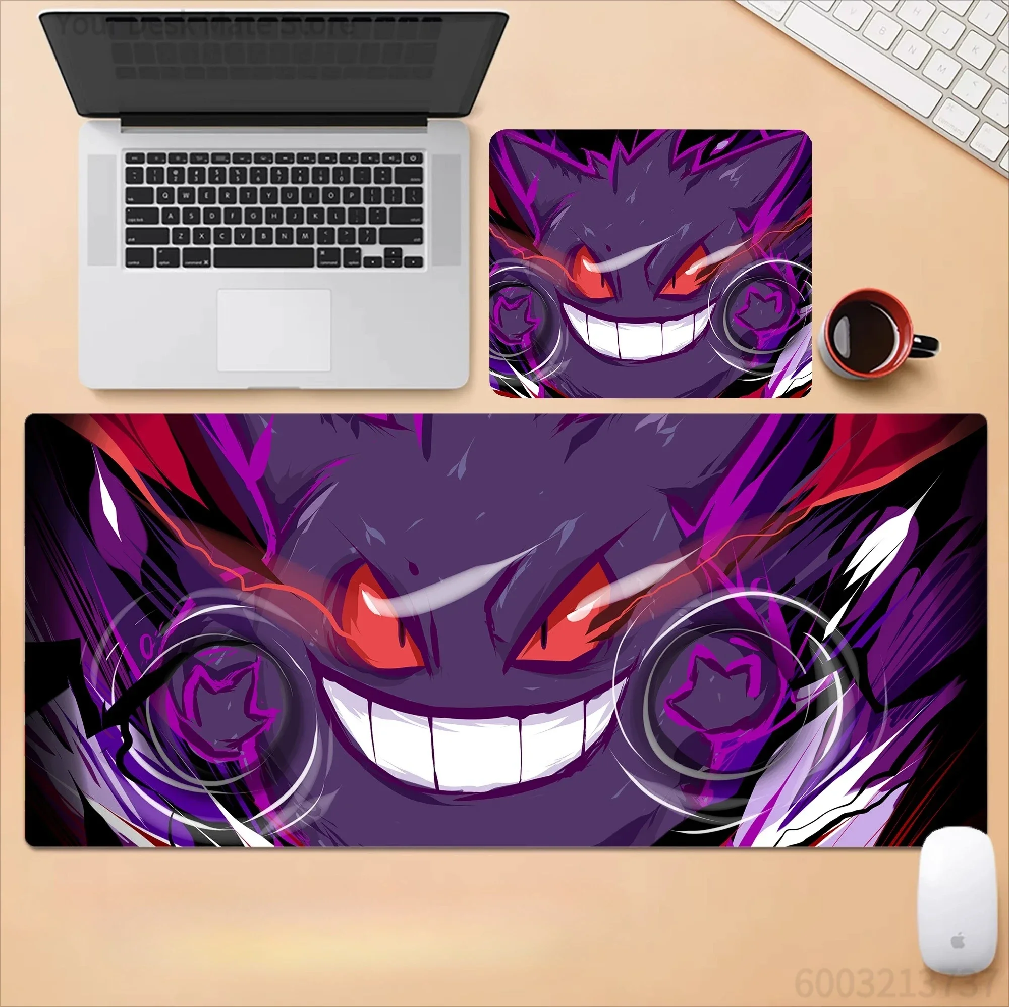 2025 Japanische Anime Cartoon Leder-Mausmatte Pokémon Pikachu Gengar Große Schreibtischunterlage Computer-Zubehör Tastaturmatte