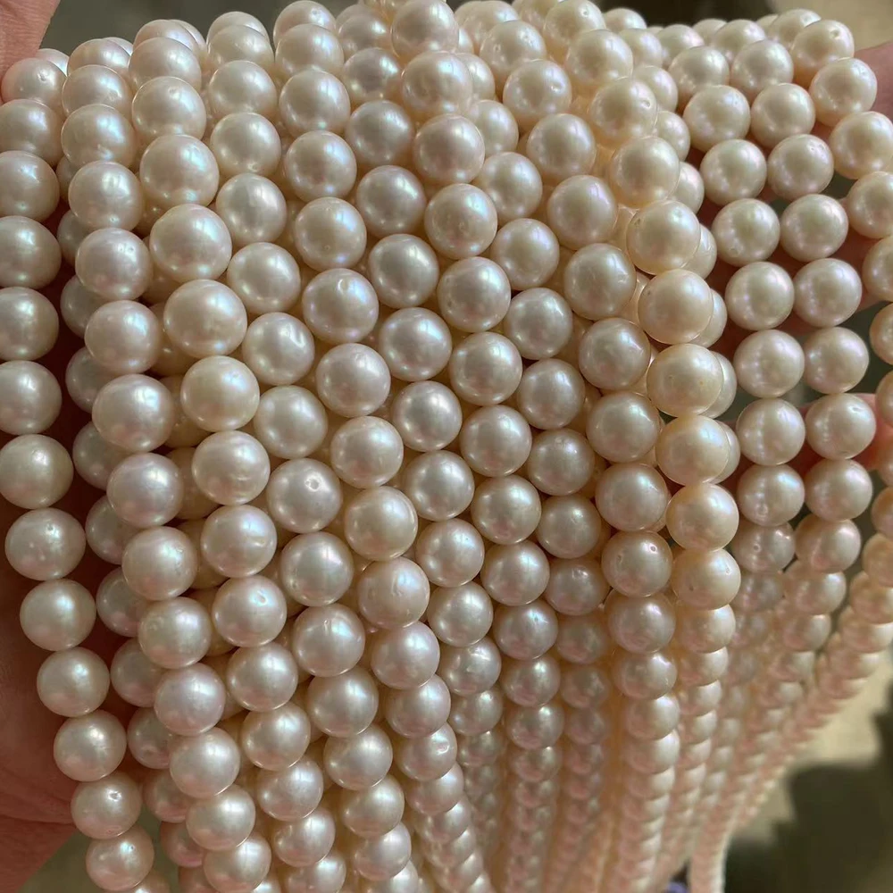 

High-quality Natural Freshwater Pearl White Nearly Round 9-10mm Pearl Beads for Jewelry Making DIY Bracelet Necklace Earrings