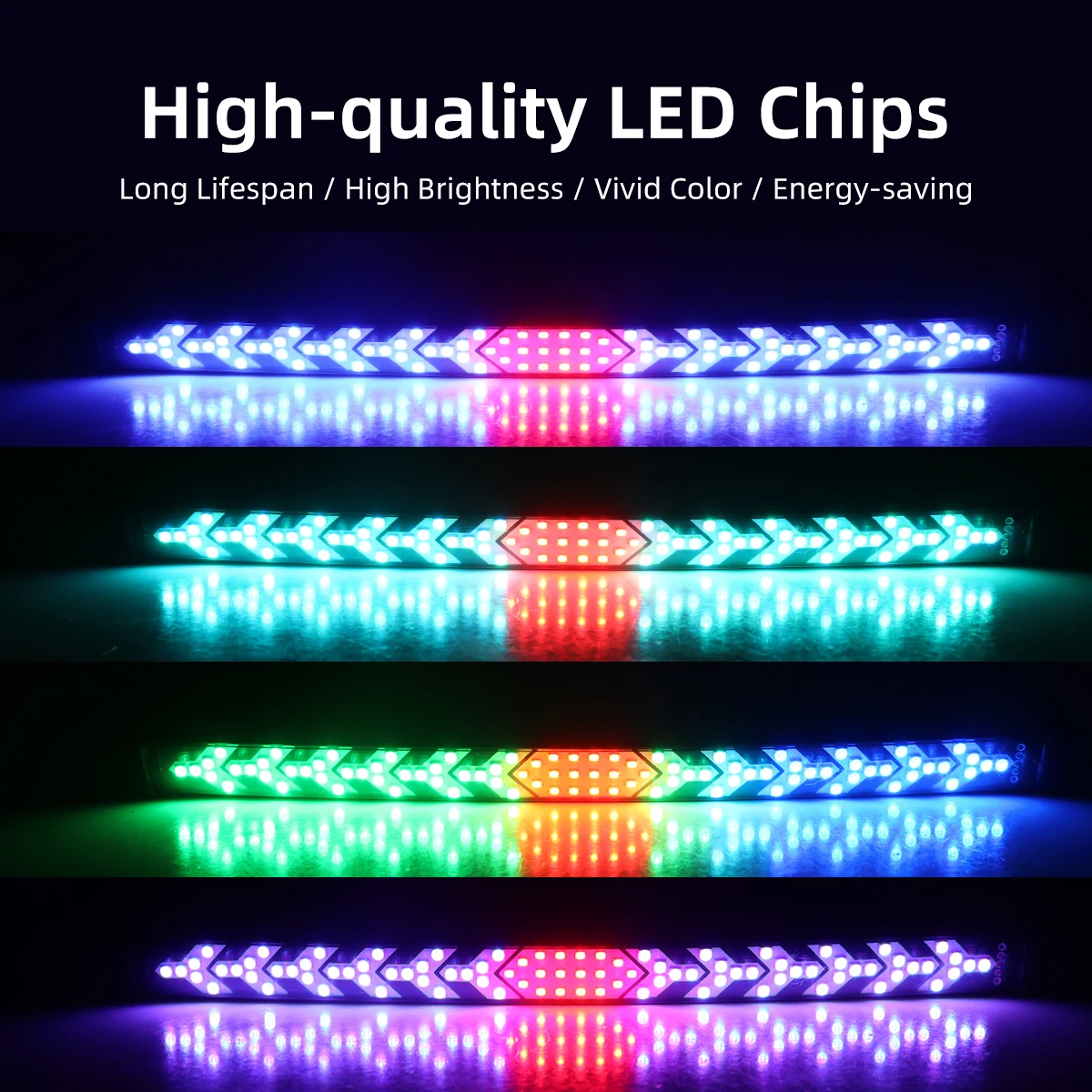 12V 24V Car Tail Fishbone LED Pickup Tailgate Light Bar RGB Flashing With Turn Signal Multi-mode Streamer for UTV ATV Truck RV