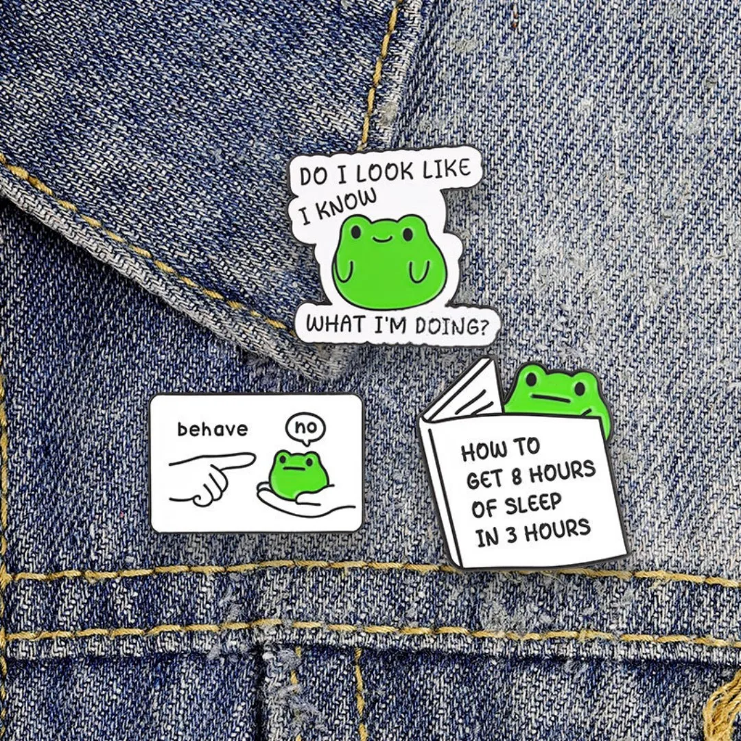 DO I LOOK LIKE I KNOW WHAT I'M DOING?Enamel Pin Humorous Frog Badge Funny Slogan Cartoon Animal Brooch Backpack Jacket Deco Gift