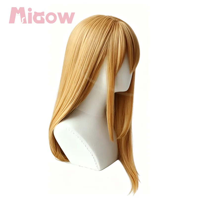 Cells at Work Platelet Cosplay Wig, Golden Orange Medium Long Straight Hair Heat Resistant Synthetic Wig