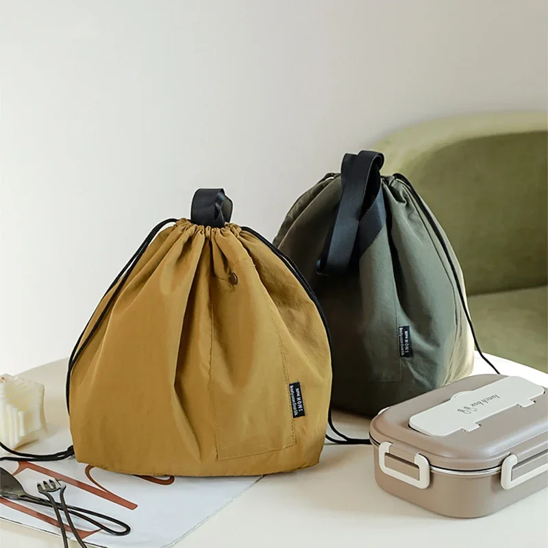 جديد اليابانية الكورية حقيبة الغداء القطن قماش كبير بلون الرباط المحمولة الحرارية معزول نزهة تخزين بينتو Box2027