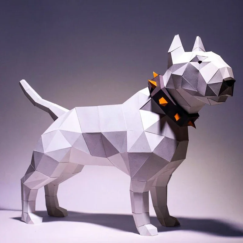 Bull Terrier 3D Paper Papercraft Bull Dog Garden Decoration Christmas DIY Toys Party Home Decor Kids living room Wall decor