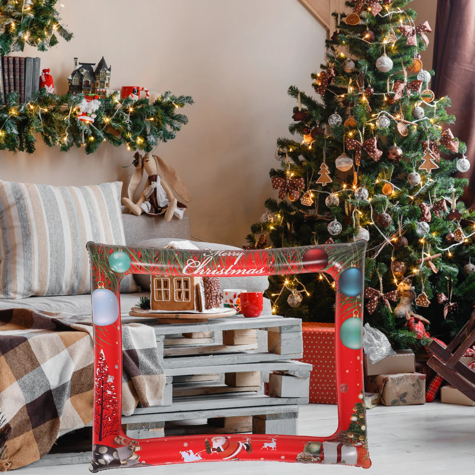 

Inflatable Photo Frame Christmas PVC Holiday Props Family ReunionBackdrop Frame Selfie Booth Photography Prop