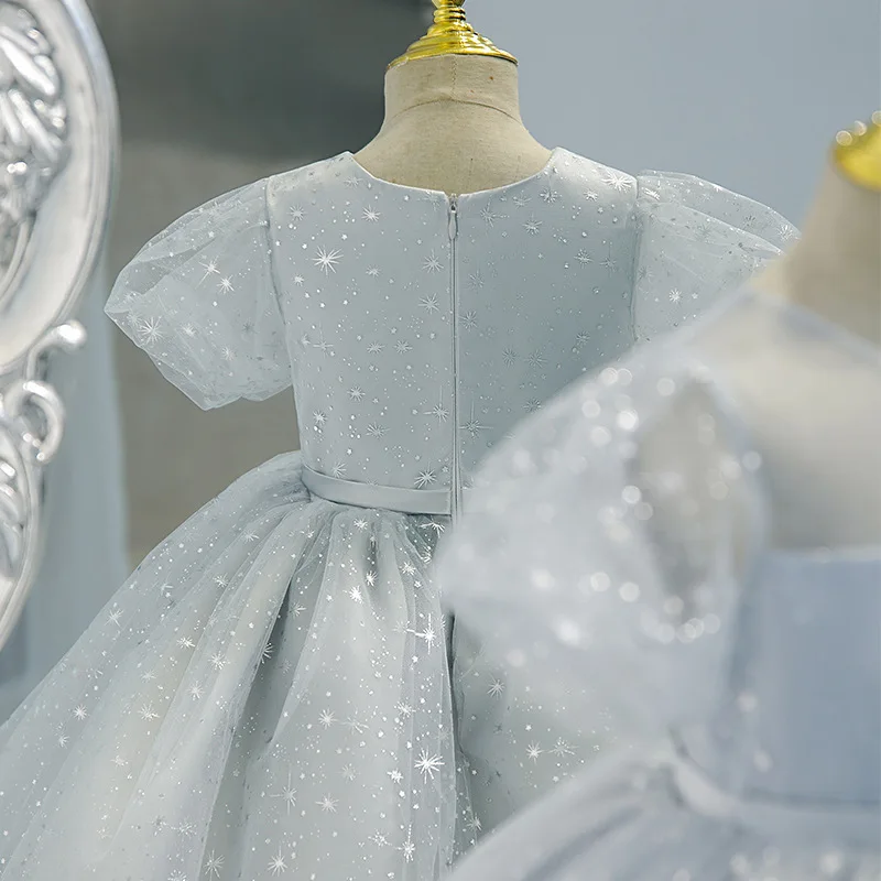 One Year Old Baby Dress Summer and Autumn Girls Princess Dress Flower Children Wedding Dress Children'sBirthday Party Host Dress