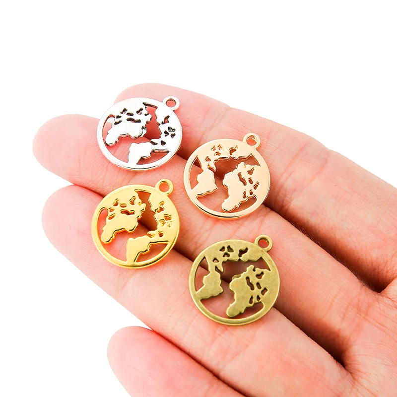 10pcs Charms Earth World Map Pendants Antique Jewelry Making DIY Handmade Craft 21x18mm L111