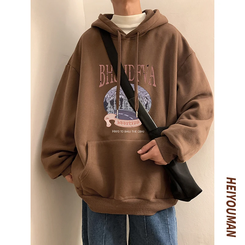 

American Retro Hoodie Men's Loose Oversize Casual Sportswear Spring Autumn Trendy Brand Printed No Ironing Required