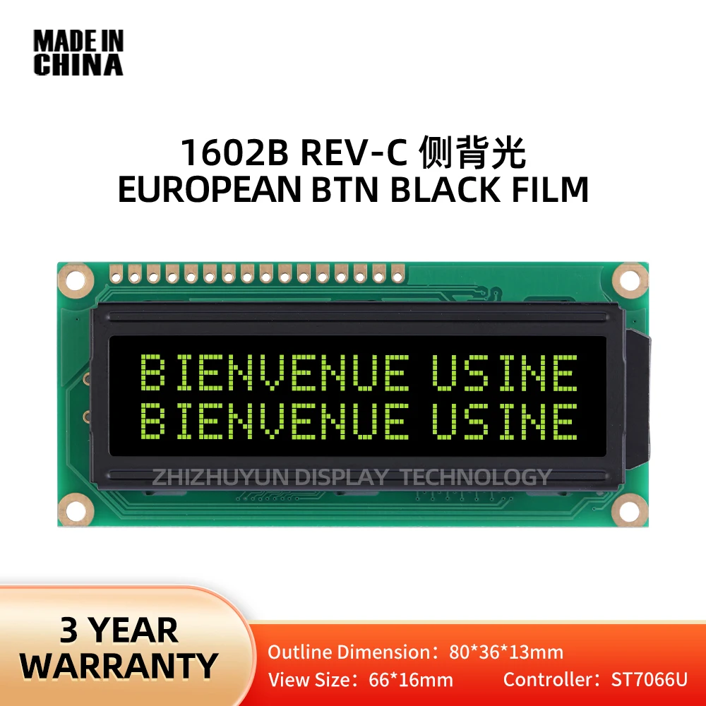 1602B Rev.C European LCD Module Btn Black Film Orange Original ST7066U Chip 80*36Mm Support Solution Development