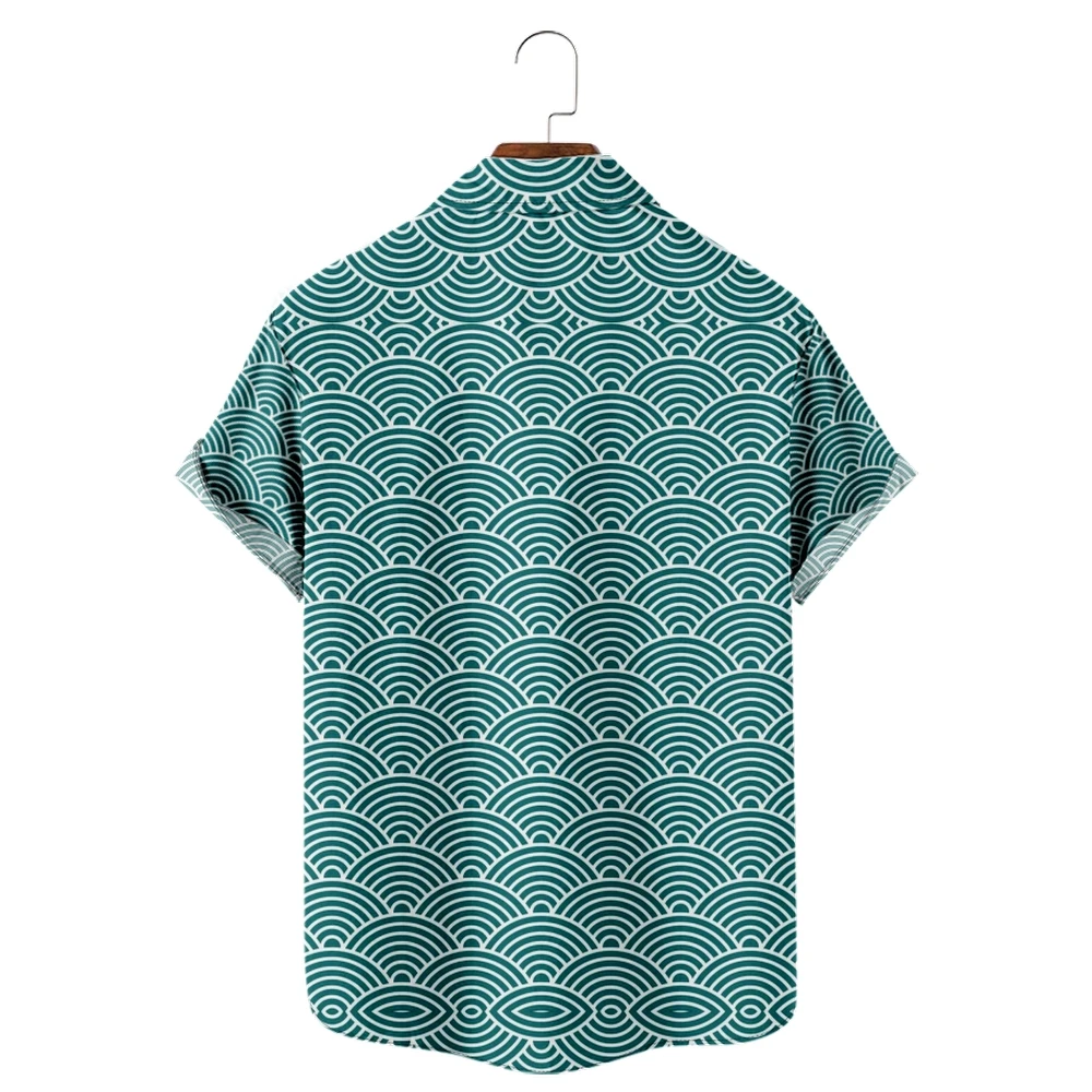 Men's Hawaiian Shirt loose top 3D sea wave print men's shirt  fashion shirt men's T-shirt breathable summer short sleeve