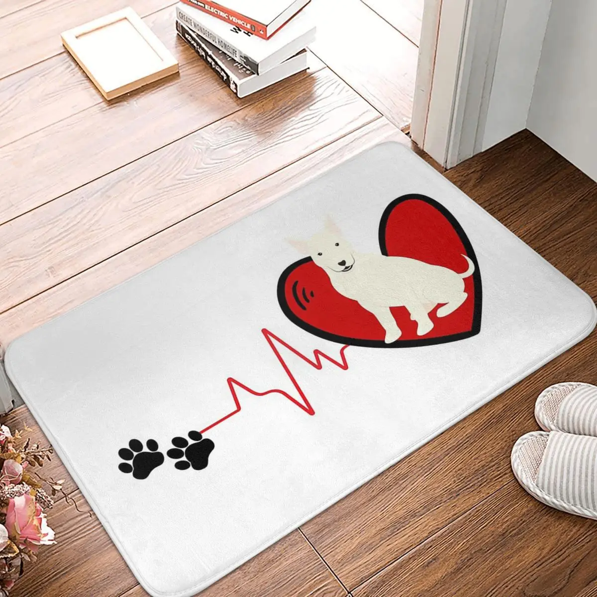 Staffordshire Bull Terrier Dog Heart Cartoon Doormat Rug Carpet Mat Footpad Front Room Corridor Kitchen Bedroom Balcony Toilet