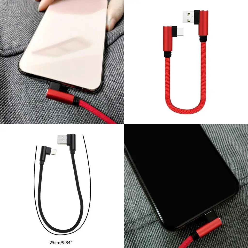 E1PF 0.25m Double Elbow Type c Data Cable 90° Fast Charging Cable Cellphone Data Line USB C Cable Fast Charging Cable