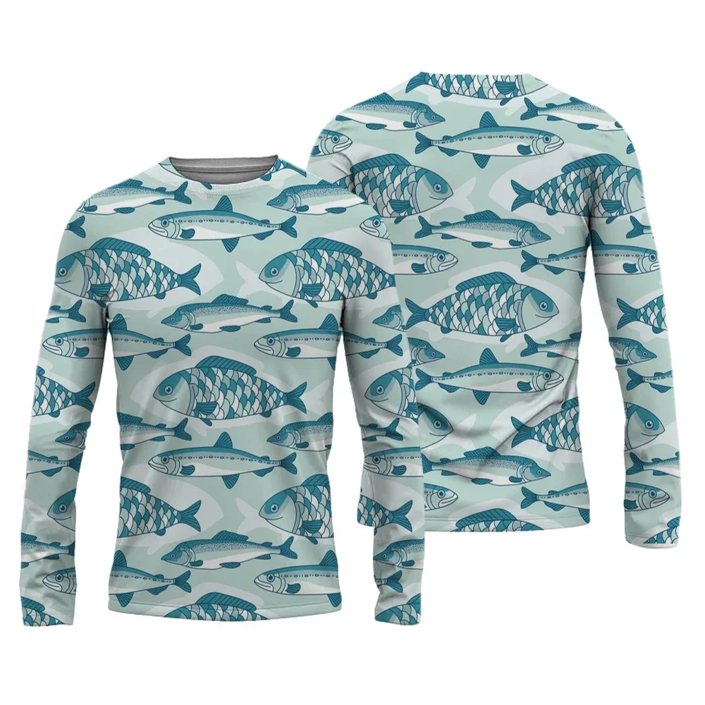

2024 Men's Fishing Shirts Customizable Print T-Shirt Fishing Apparel Long Sleeve Fishing Shirt Outdoor Sports Crewneck Tops 6XL