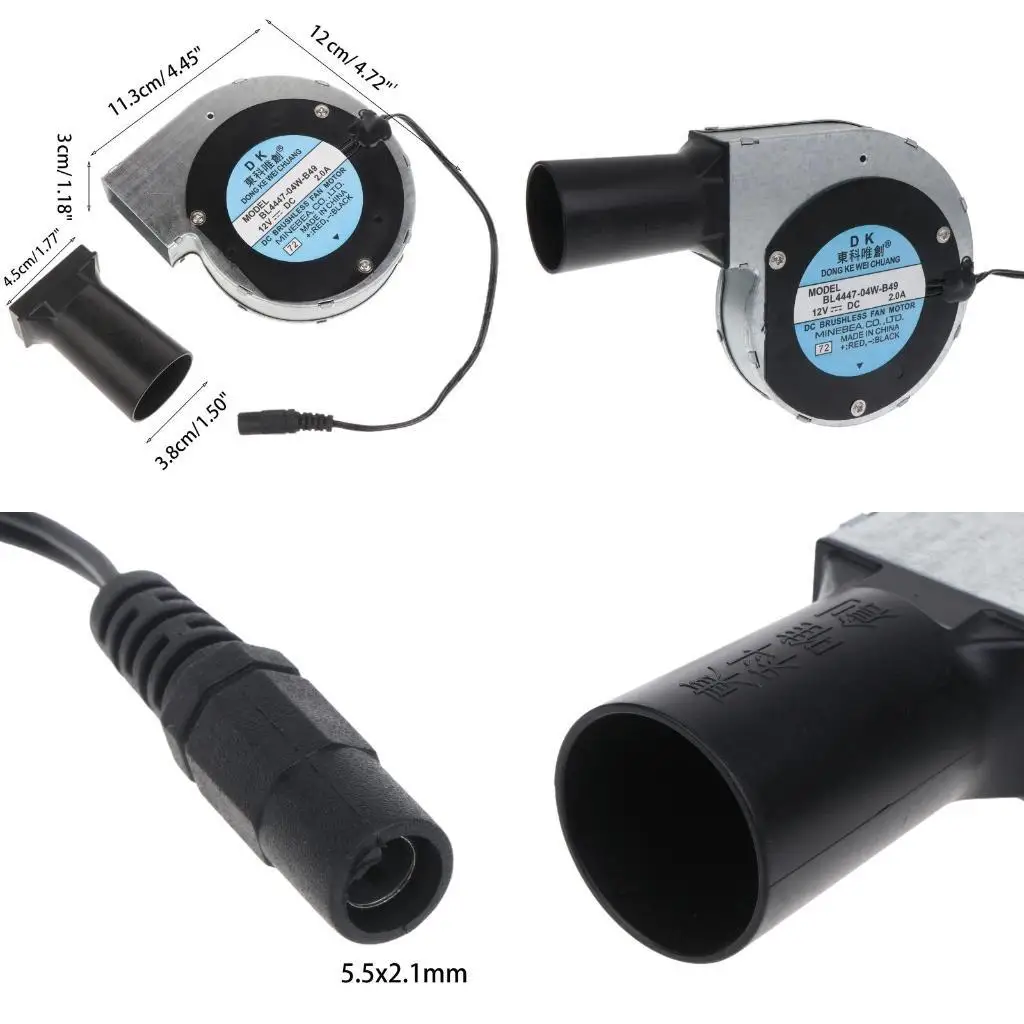 

R9UF Вентилятор для барбекю BL4447-04W-B49 Вентилятор с ШИМ 9733 12 В 2,0 А Большой поток воздуха 12 В 2 А 5,5x2,1 мм вентилятор