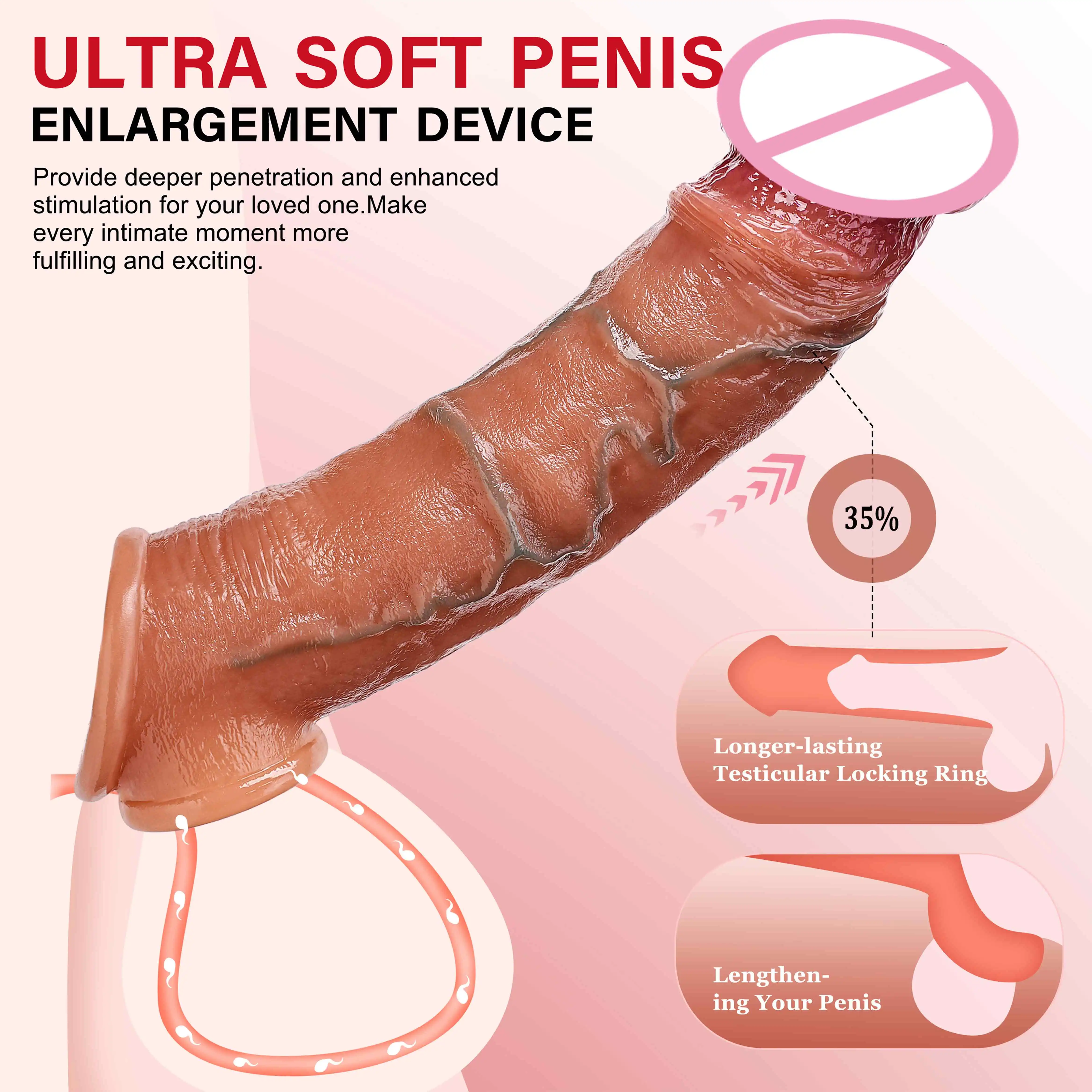 واقعية القضيب كم الواقي الذكري القابل لإعادة الاستخدام ديك توسيع تأخير القذف موسع دسار محسن الذكور الديك الجنس لعب