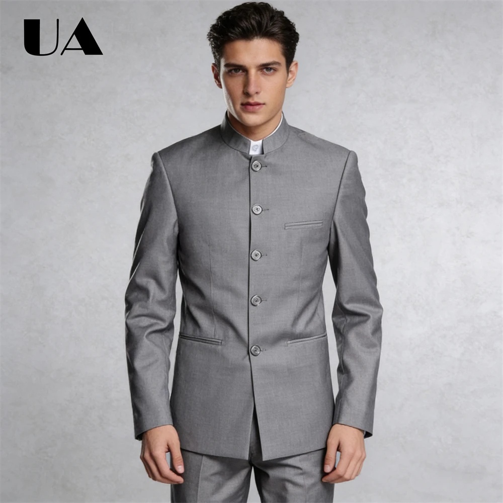 

Formal Stand Collar Suit Set for Men XXS-7XL 2-Piece Suit Attire Prom Suit Blazer Trousers, XXS-7XL Jacket Suit