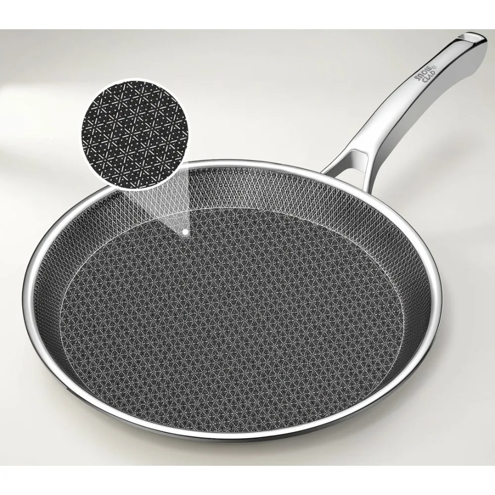 

10-Inch Nonstick Crepe Pan, Stainless Steel Skillet for Pancakes & Tortillas, Dishwasher & Oven Safe, Induction Compatible