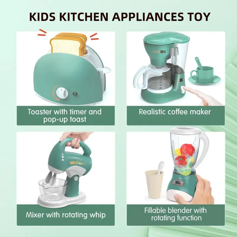 Fai finta di giocare con elettrodomestici da cucina giocattolo con suono e luce caffettiera macchina mixer tostapane frullatore cucina per bambini playset regali