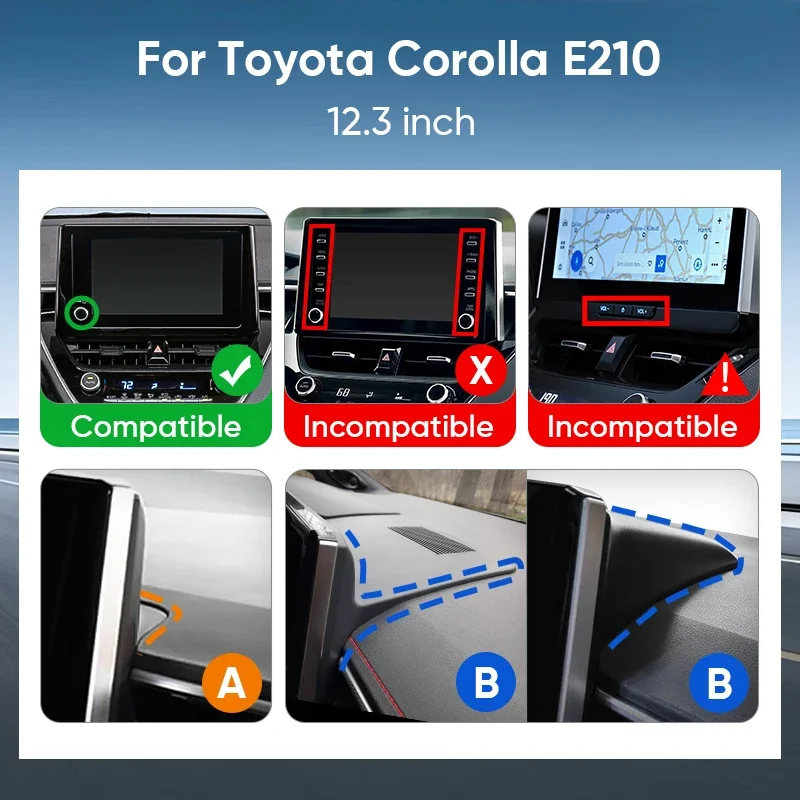 راديو سيارة Ainavi 12.3 بوصة لسيارة Toyota Corolla 2023 2024 2025 2026 E210 Qualcomm Wireless Carplay Android Auto 4G وسائط متعددة للسيارة #2