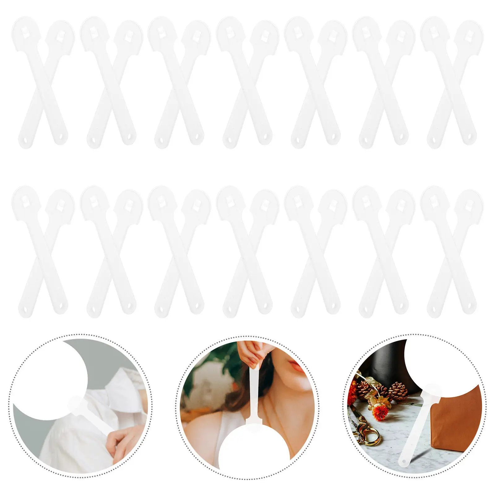 100Pcs Plastic Circular Fan Handles for DIY Hand Fans Wedding Decor School Crafts Smooth Surface Nailfree Snap Design Sturdy