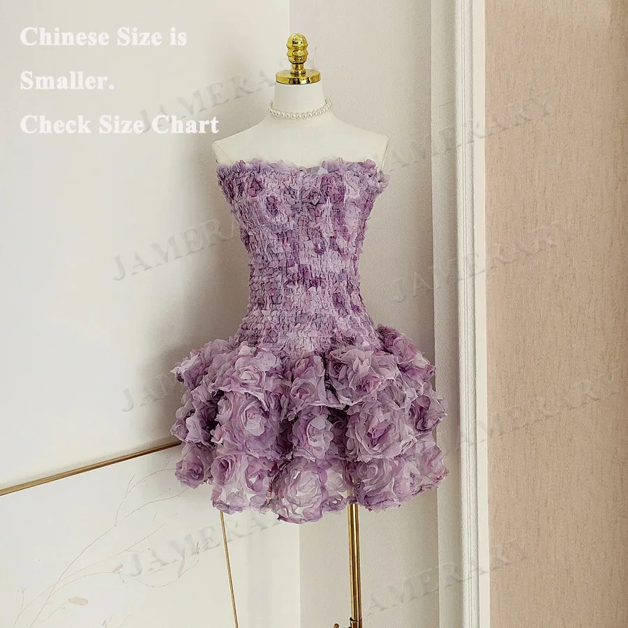 

3D Flower Embroidery Ruffle Short Cake Dress Women Summer Luxury Formal Evening Dresses Lady Sweet Corset Birthday Party Vestido