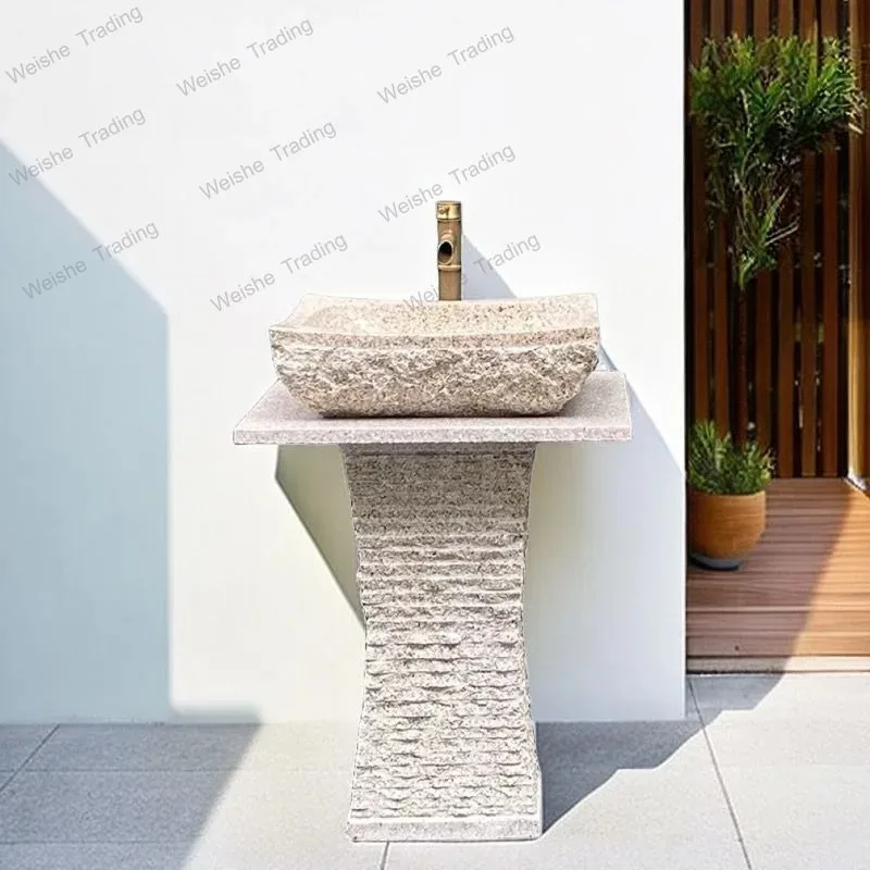 

Outdoor stone wash basin platform natural marble pool column basin courtyard garden villa integrated outdoor sink