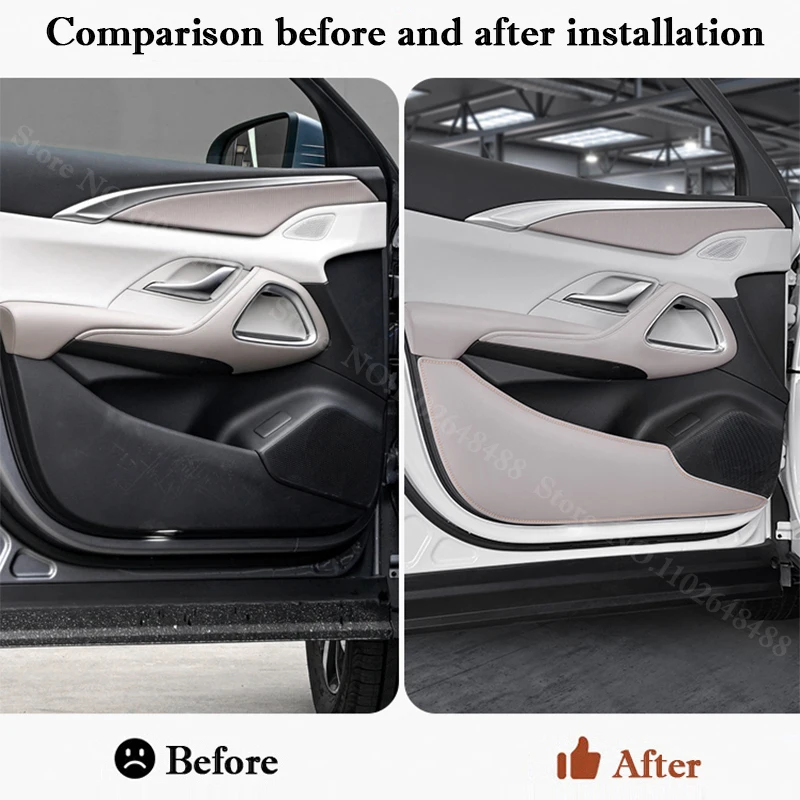For BYD Song Pro DM-i Thickened Car Door Anti Kick Pad Interior Door Panel Leather Protective Sticker Anti Dirt Mat Accessories